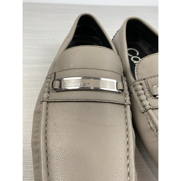 Calvin Klein Merve Gray Leather Driving Loafers With Logo -‎ Size 9 - Picture 3 of 10